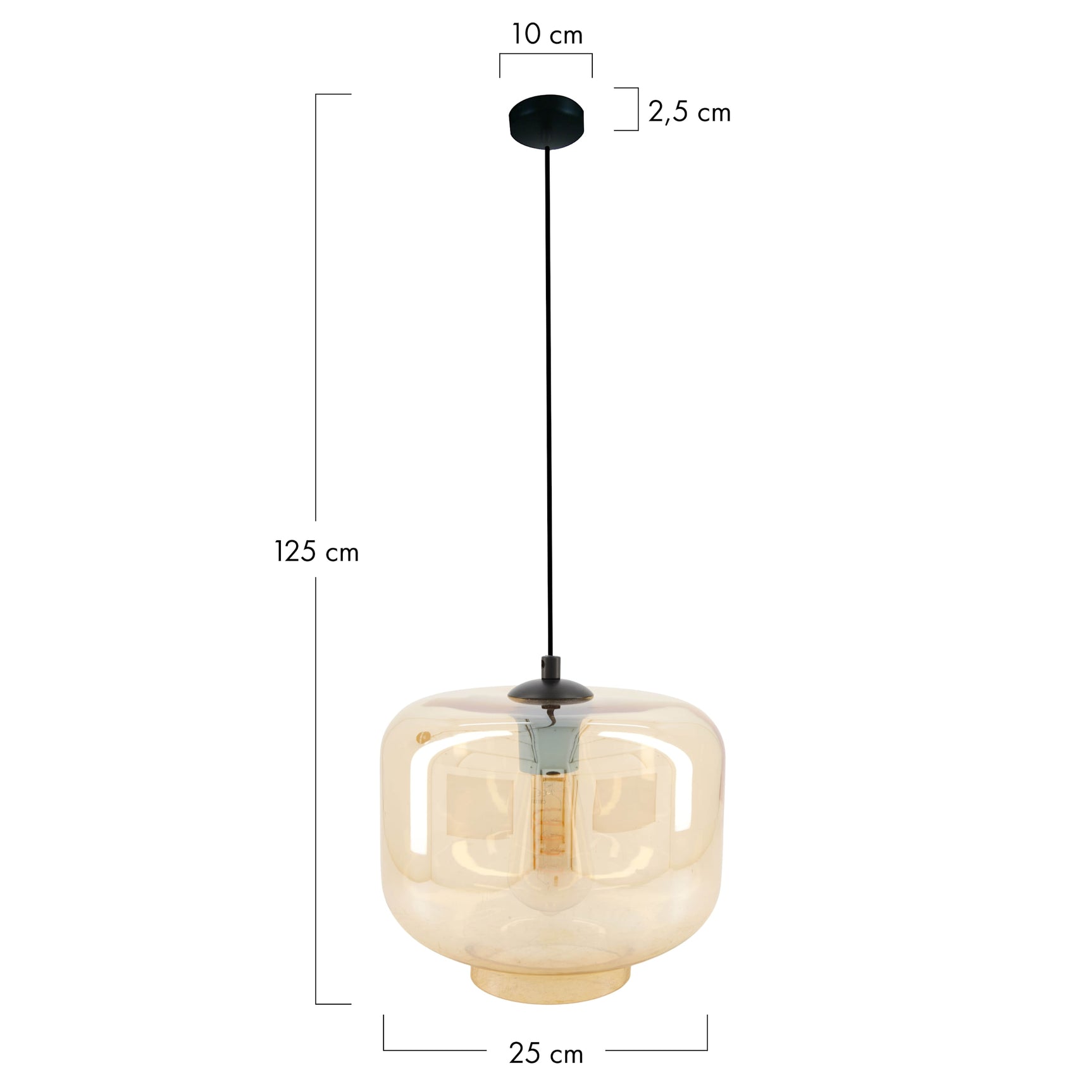 Hang lamp glas 25x25x125cm