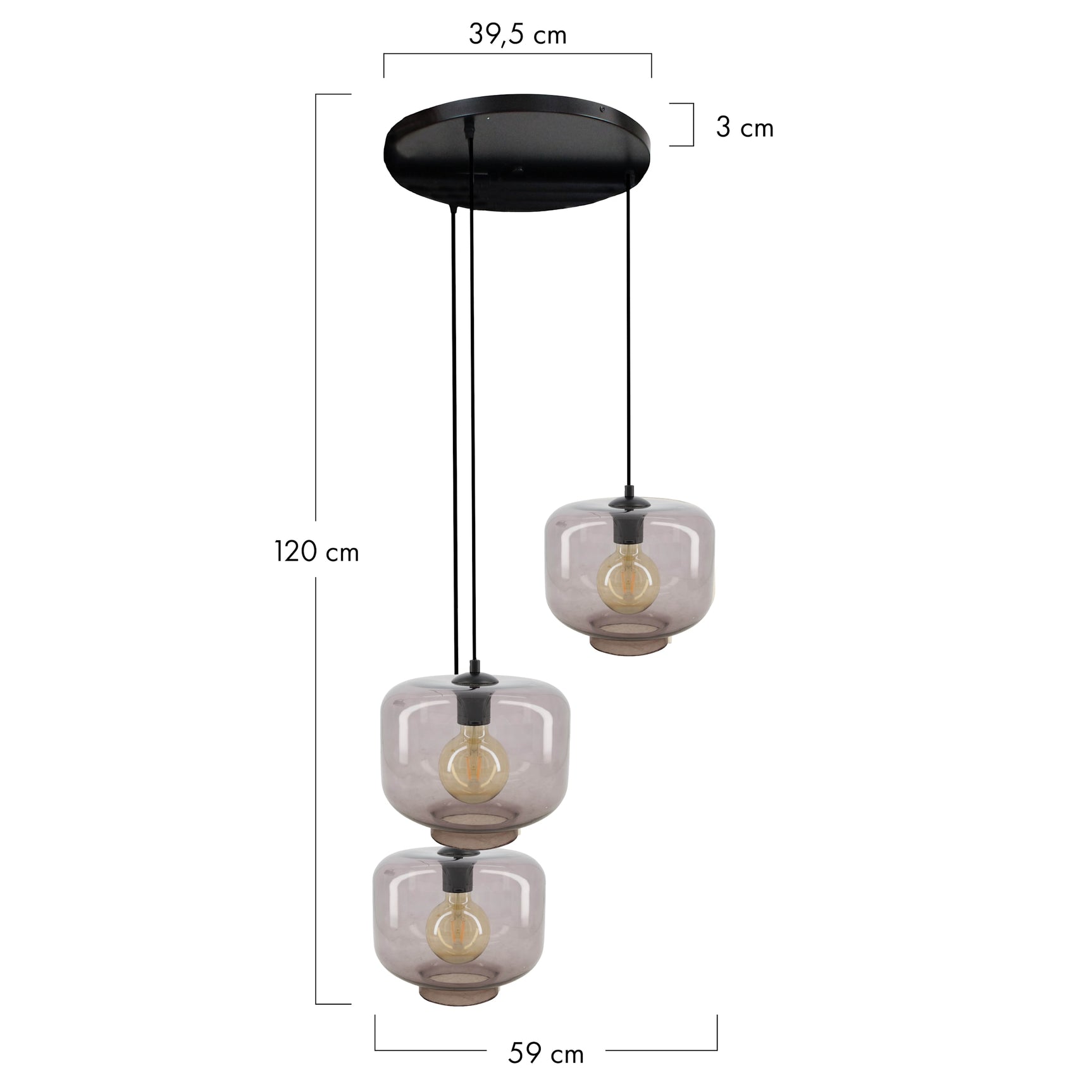 Hang lamp glas 59x55x120cm