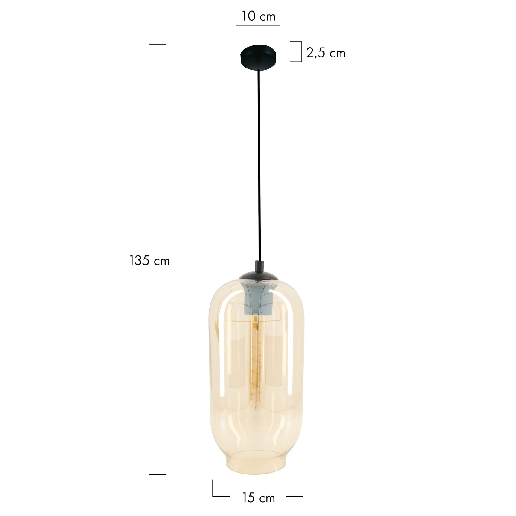 Hang lamp glas 15x15x135cm