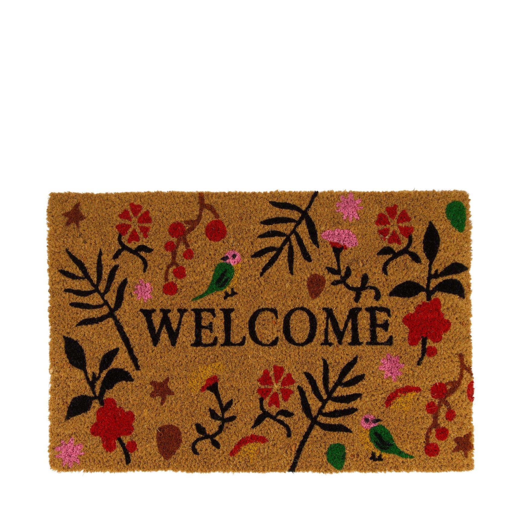 Deurmat Welcome flowers kokos