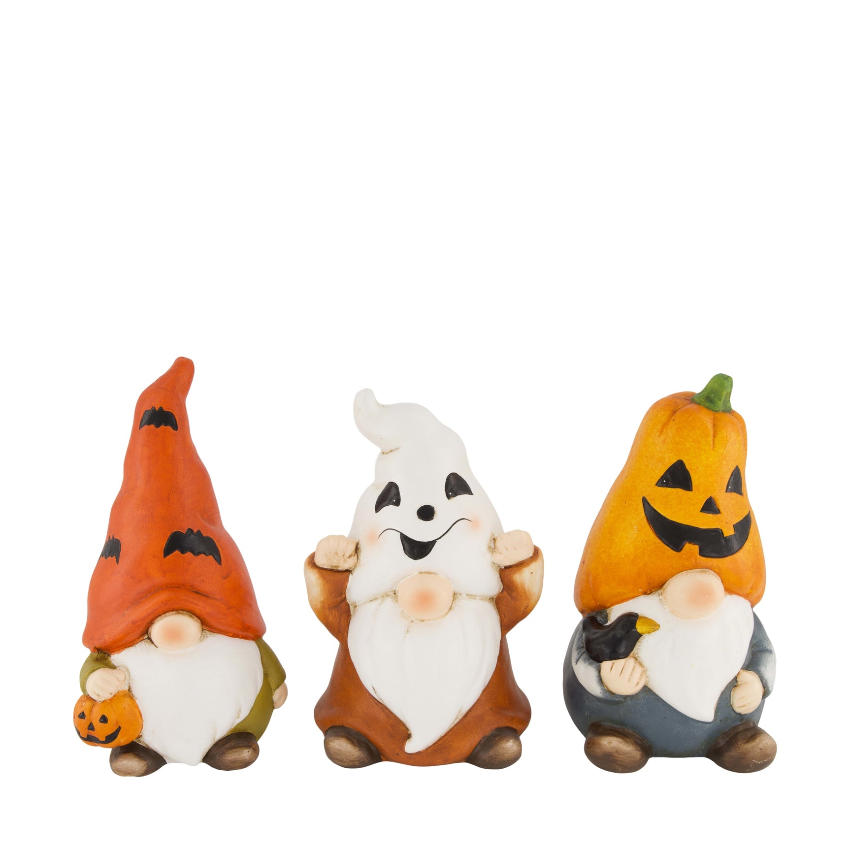 Figuur gnome helloween keramiek 13x12x21cm assorti
