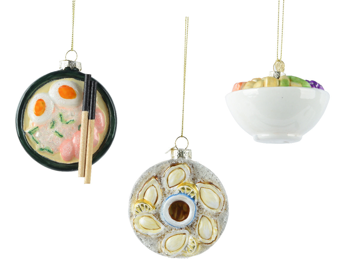 Set hangdecoraties met glazen elementen in groen, geel, paars en wit