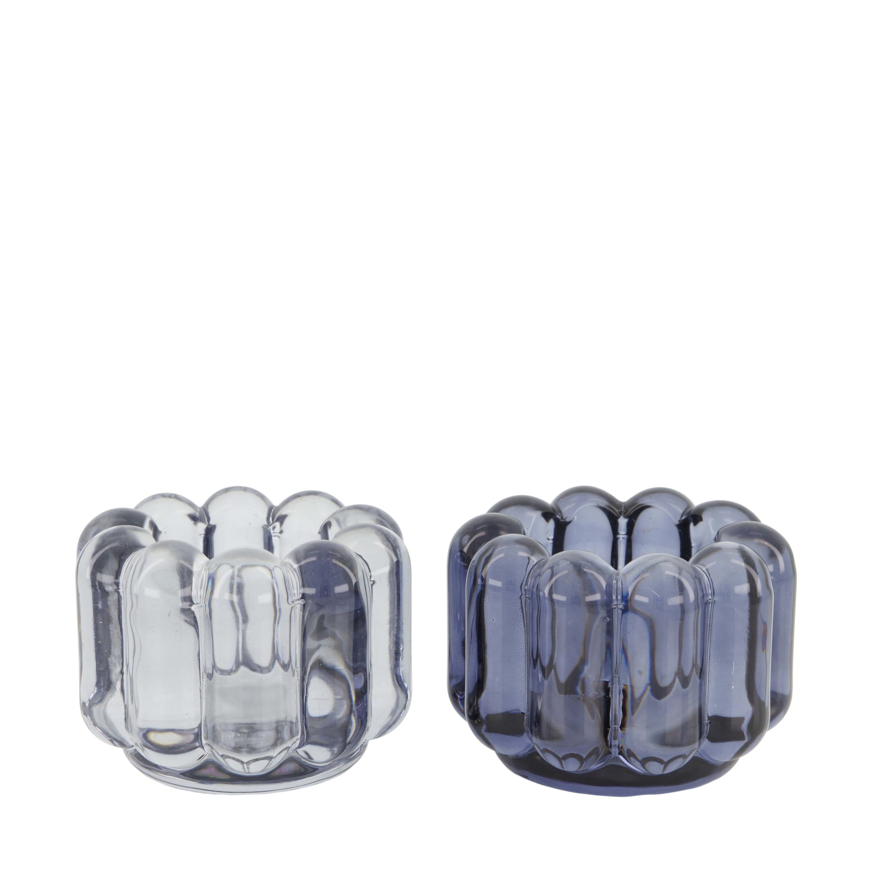 Theelicht houder glas 8.5x8.5x6.5cm assorti van 2