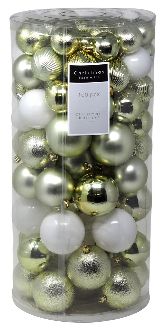 Kerstballen 100 stuks kunststof | Licht groen