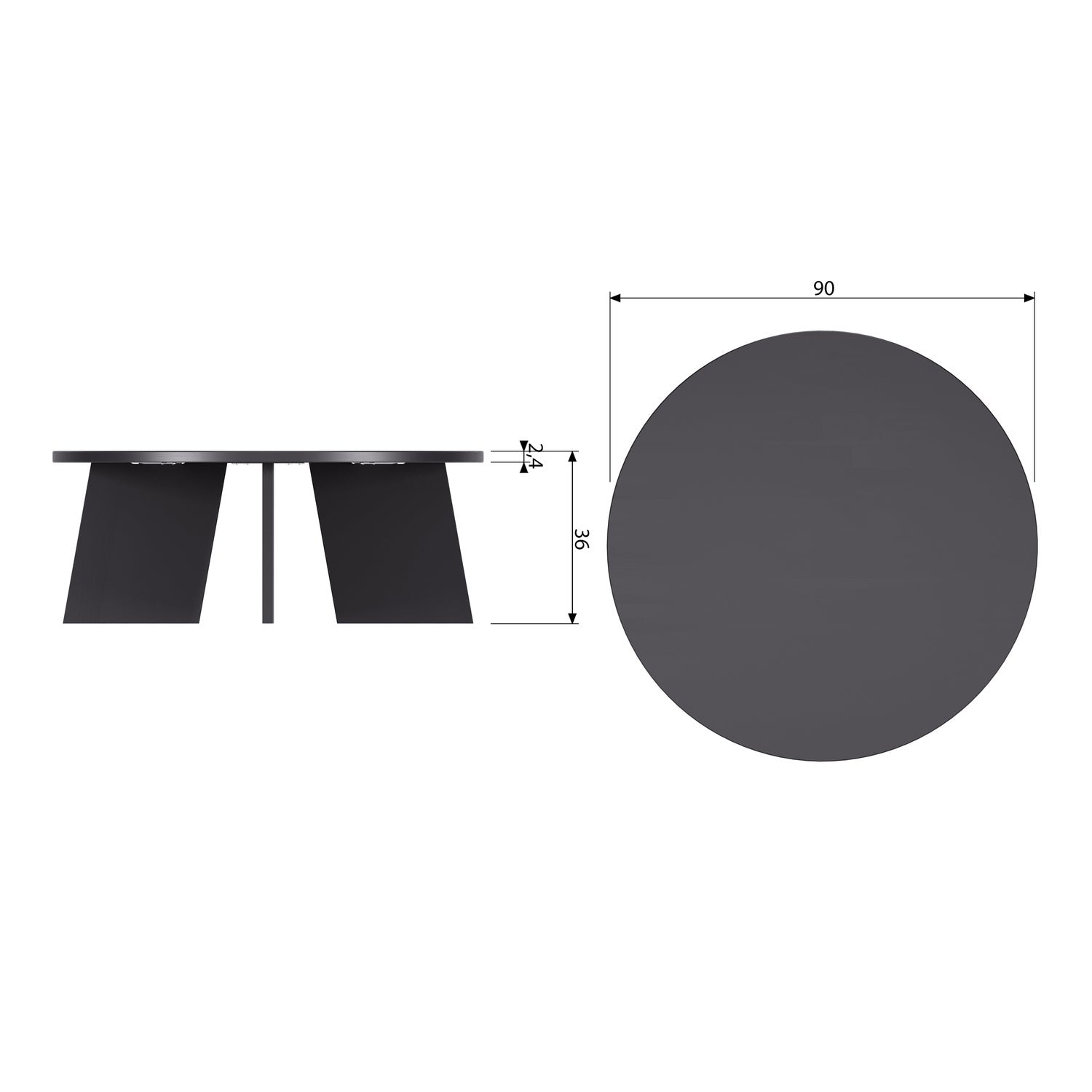 FRIES SALONTAFEL O90 CM EIKEN BLACKNIGHT [fsc]