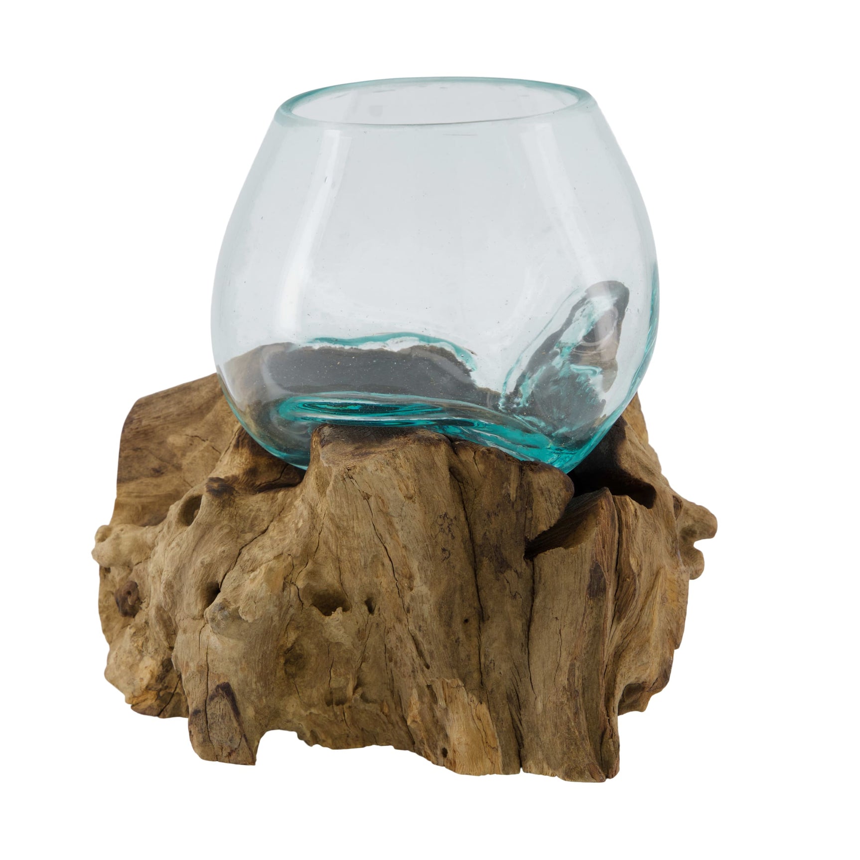 teak hout met glas 18x13x18cm