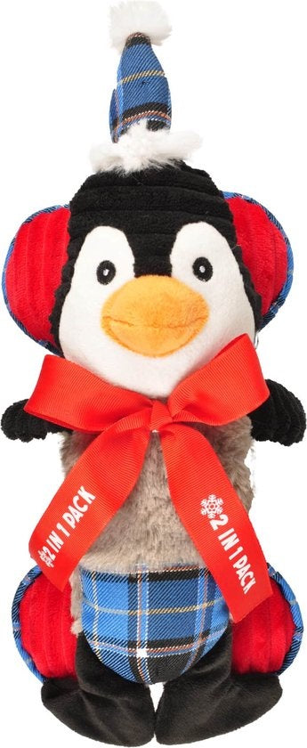 2 in 1 Kerst Pinguin Knuffel - Hondenspeelgoed - 38 cm