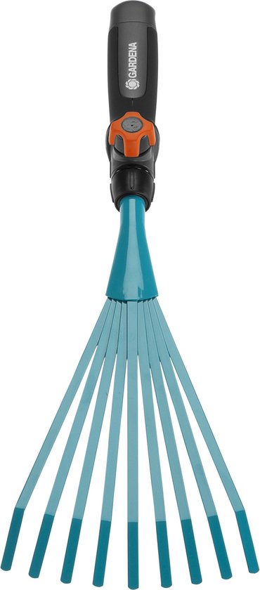 GARDENA combisystem bladharkje met blauwe steel en 12 cm brede buigzame tanden