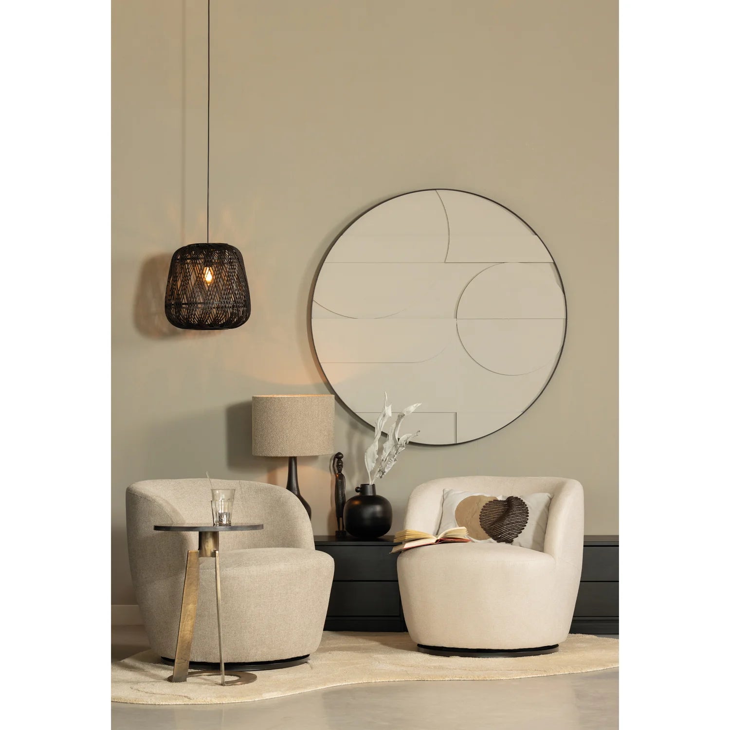 WOOOD - Serra draaifauteuil geweven stof zand