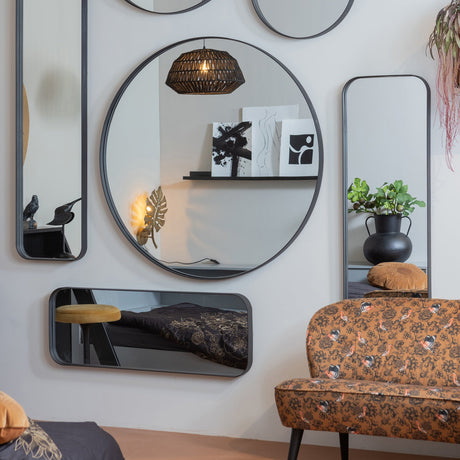 DOUTZEN SPIEGEL METAAL ZWART 170X40 CM