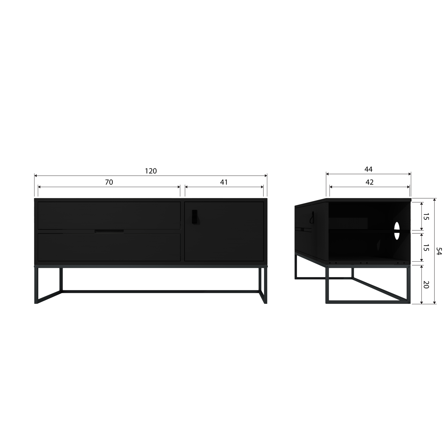 SILAS TV MEUBEL 120 CM ESSEN BLACKNIGHT [fsc]