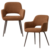 JENNY EETKAMERSTOEL GEWEVEN STOF BRUIN