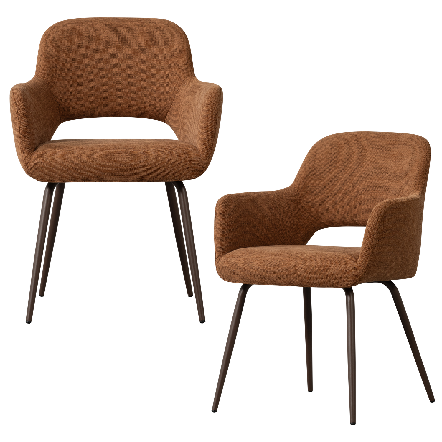 JENNY EETKAMERSTOEL GEWEVEN STOF BRUIN