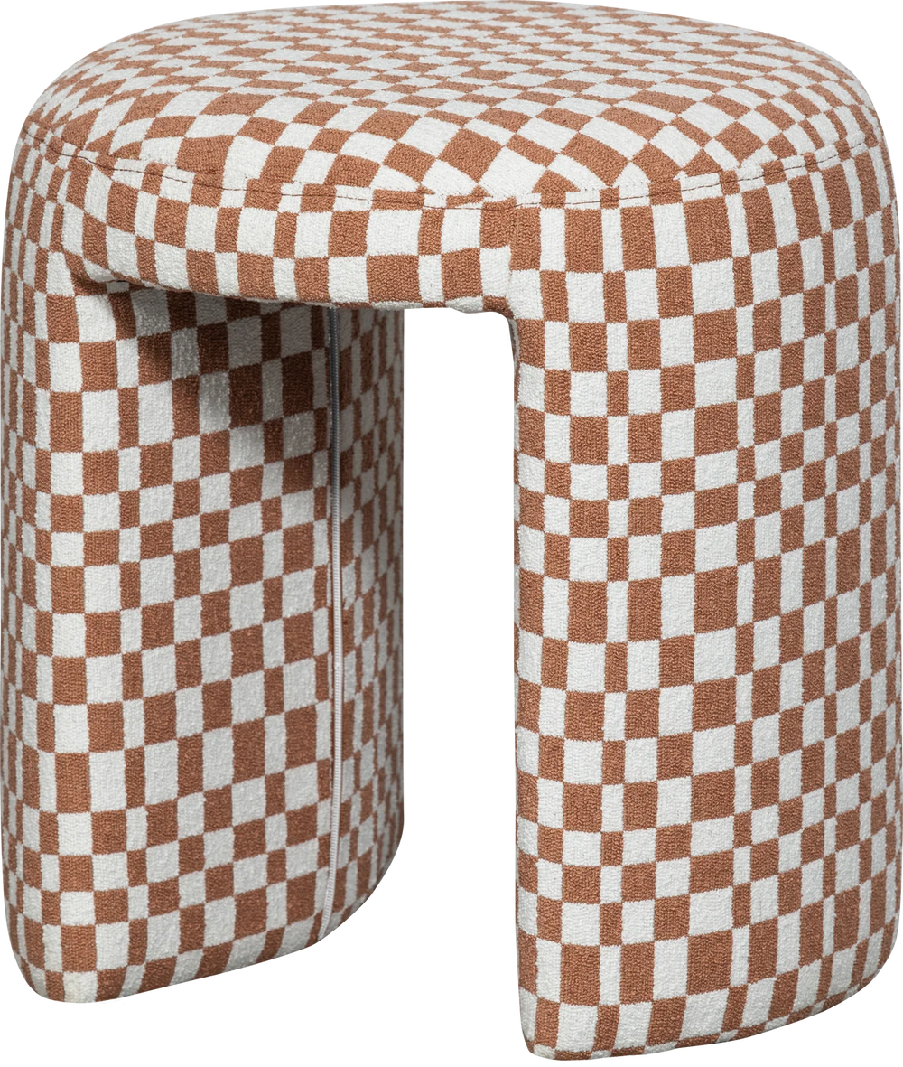 WOOOD - Charlie gestoffeerde kruk ruit dessin oranje