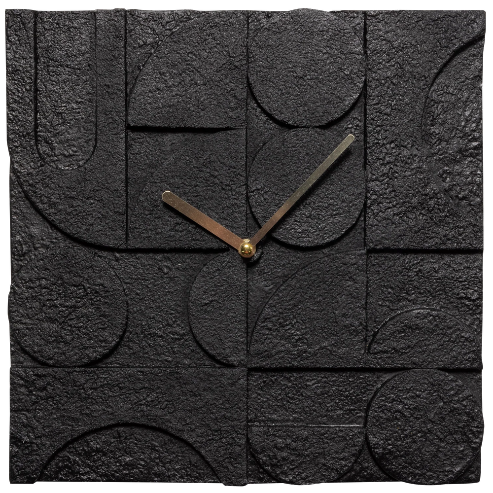 Klok Zaria WOOOD - zwart cement rond 30cm