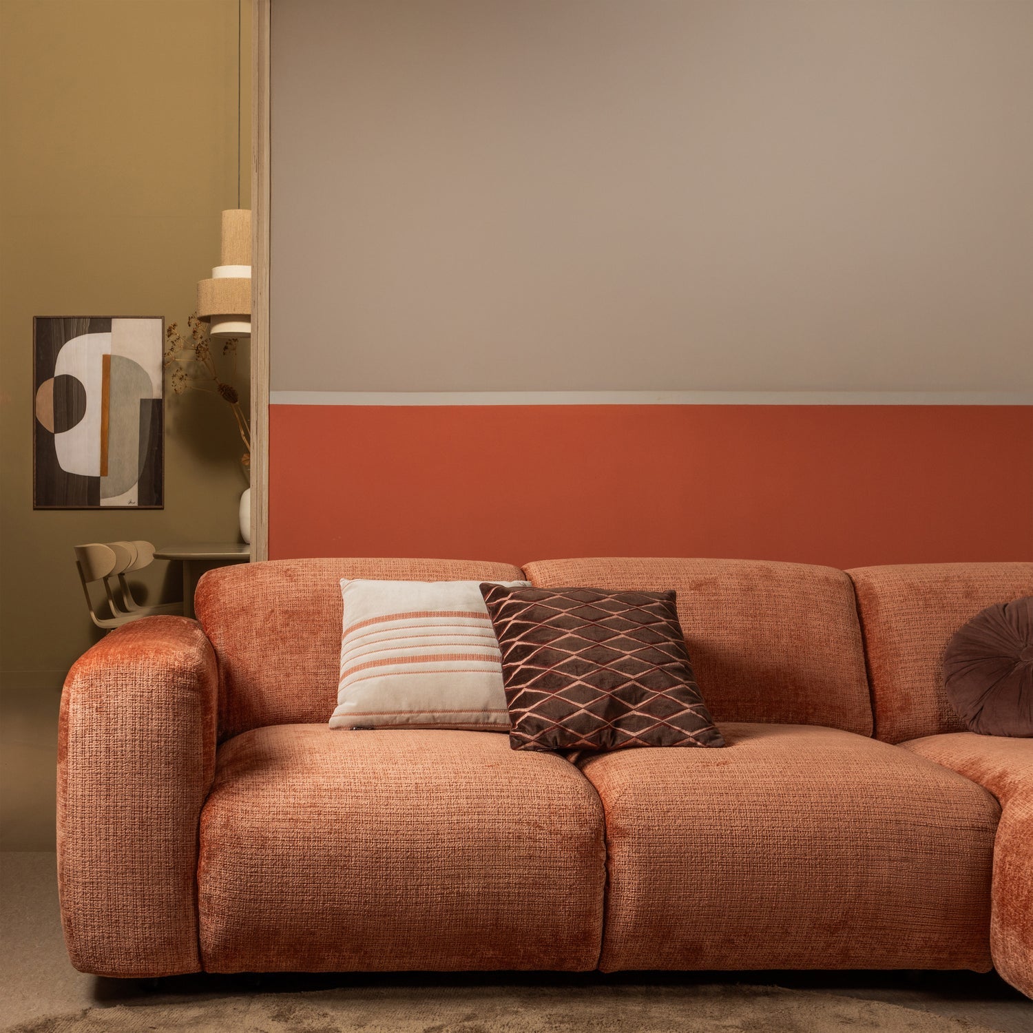 CLOUD CHAISE LONGUE BANK RECHTS CHENILLE TERRA