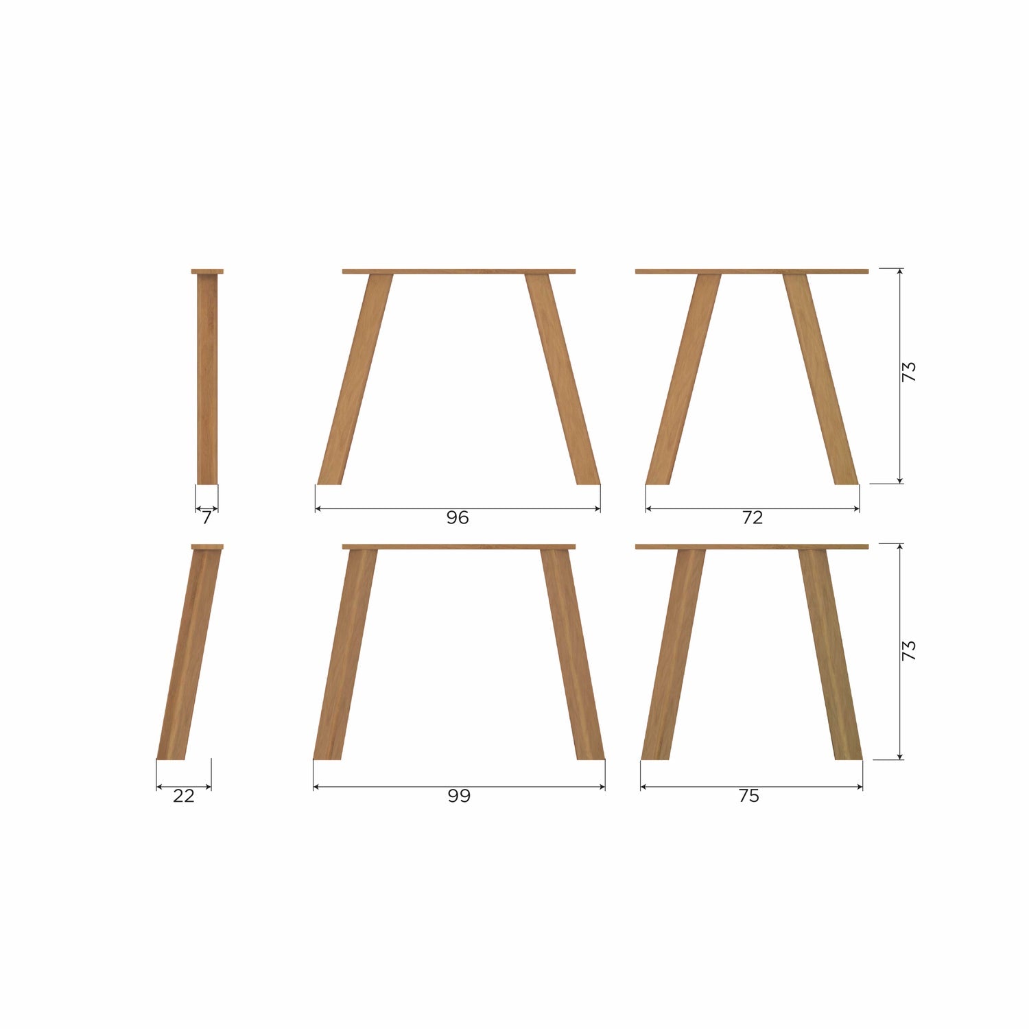 HAARLEM 4-STANDEN POOT EIKEN TRANSPARANT - SET VAN 2 [fsc]