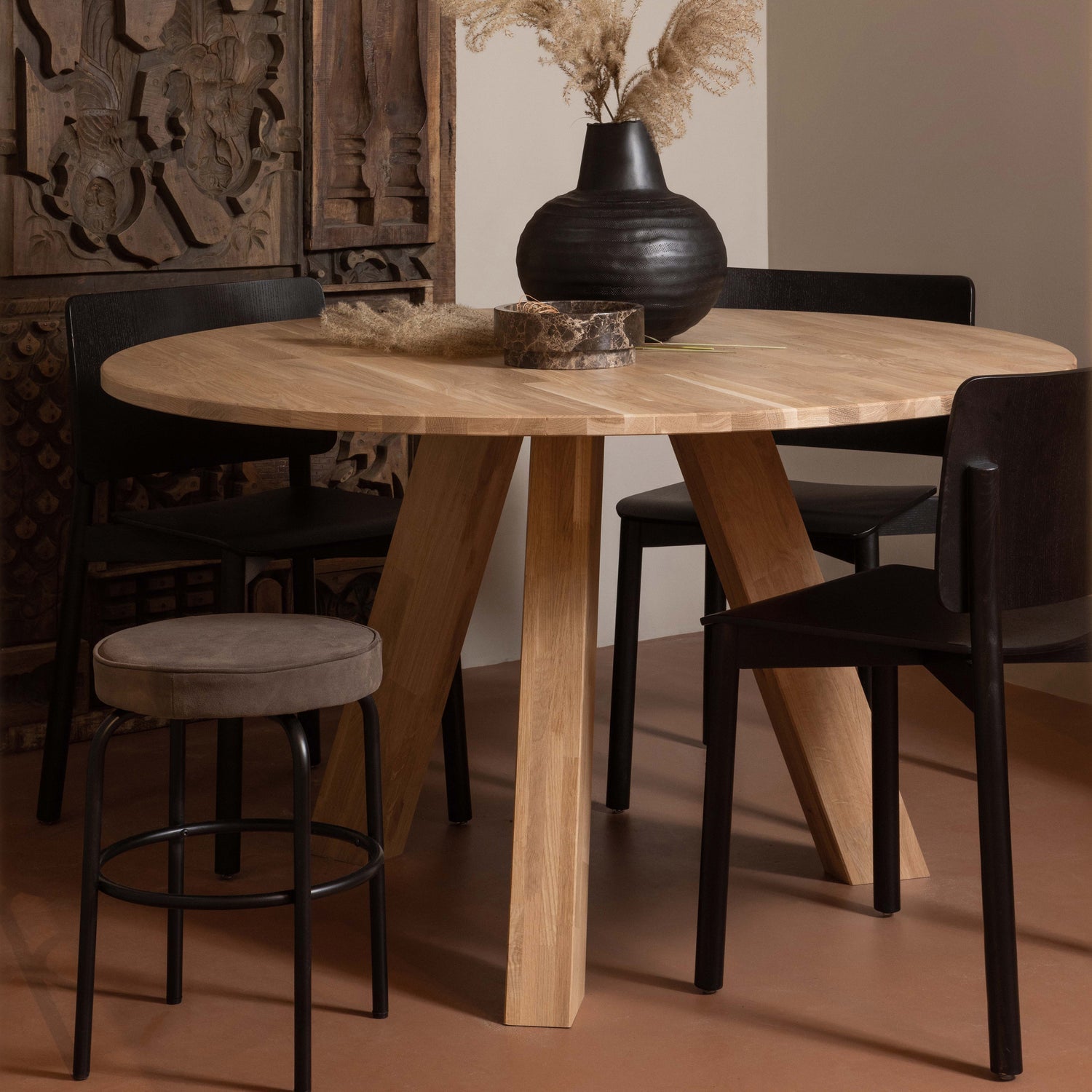 RHONDA EETTAFEL O129 CM EIKEN NATUREL [fsc]