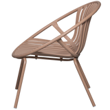 WOOOD - Bruce tuin fauteuil + hocker pp/metaal zalm roze