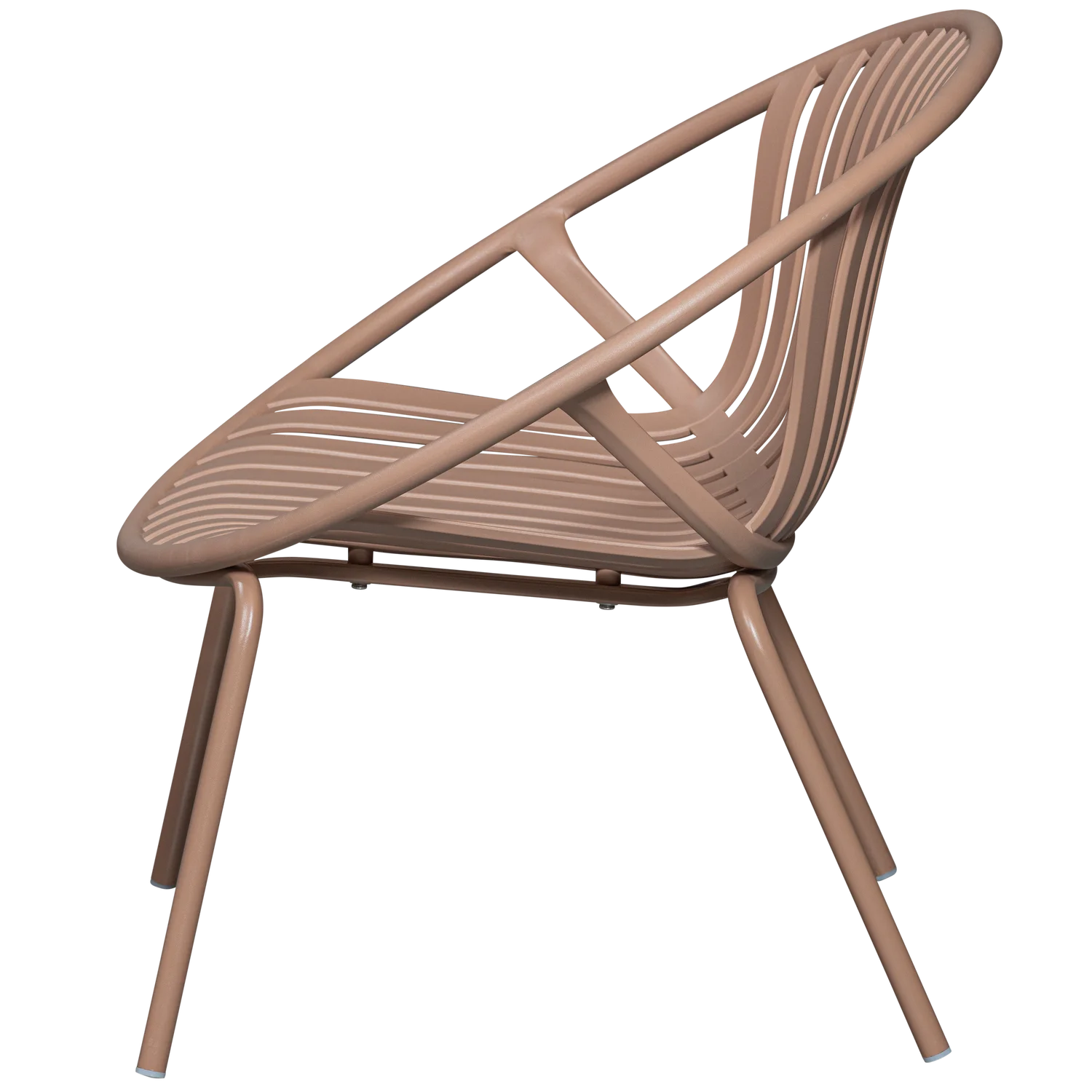 WOOOD - Bruce tuin fauteuil + hocker pp/metaal zalm roze