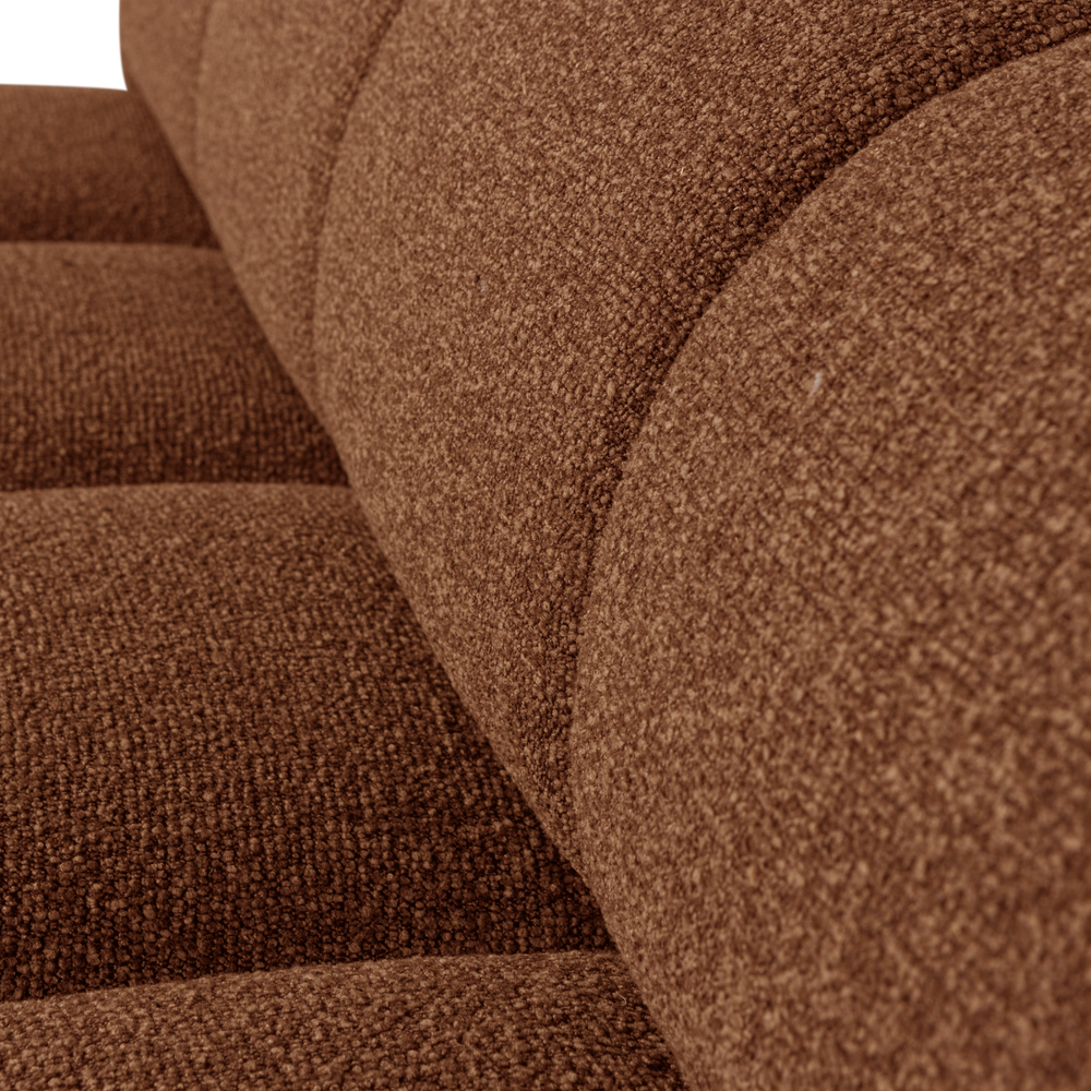 MOJO EETBANK 164 CM MET RUGLEUNING BOUCLE ROESTBRUIN MEL