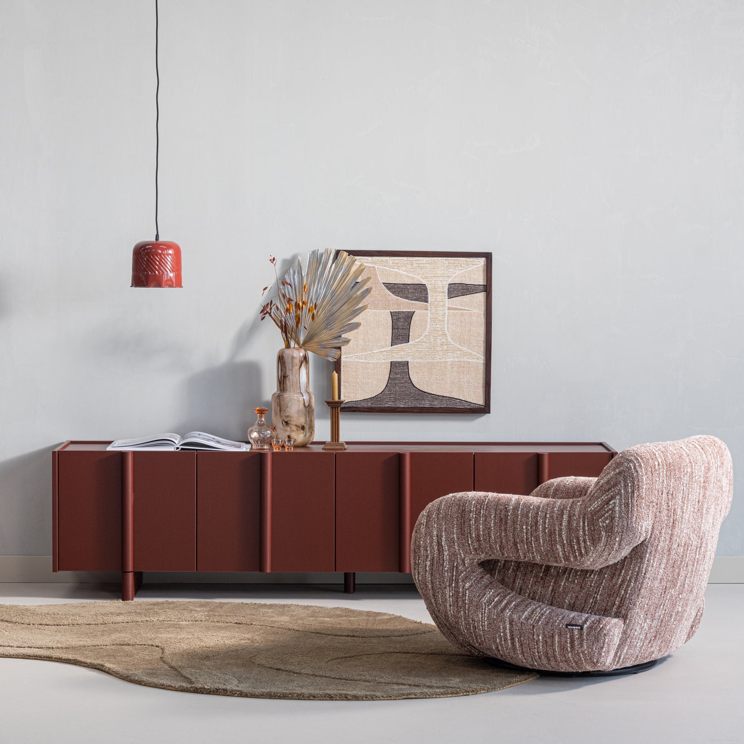 FOLKE FAUTEUIL CHENILLE OUDROZE MELANGE