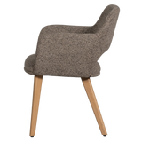 MURAT EETKAMERSTOEL TAUPE MET HOUTEN POOT NATUREL