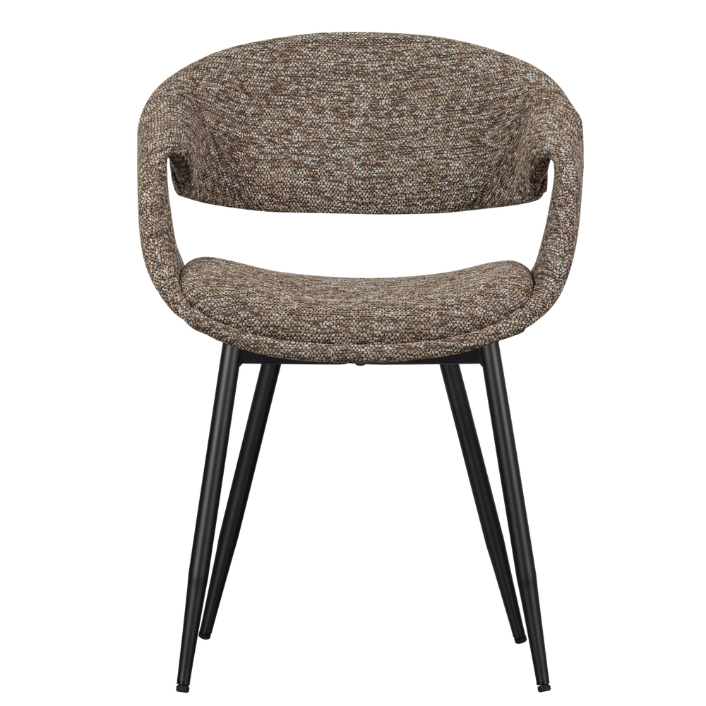 YOSSI EETKAMERSTOEL BRUIN MET METALEN POOT ZWART