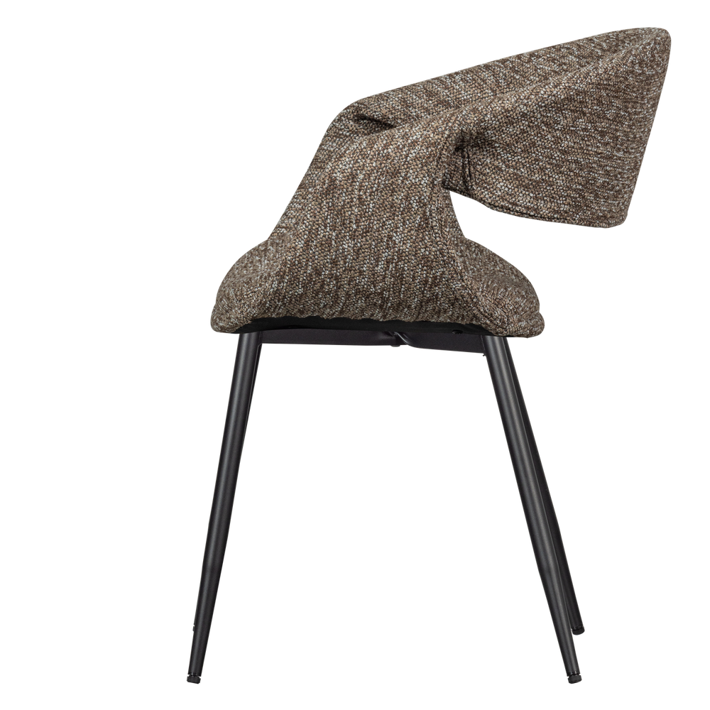 YOSSI EETKAMERSTOEL BRUIN MET METALEN POOT ZWART