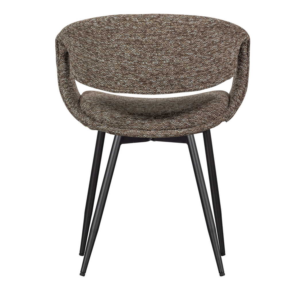 YOSSI EETKAMERSTOEL BRUIN MET METALEN POOT ZWART