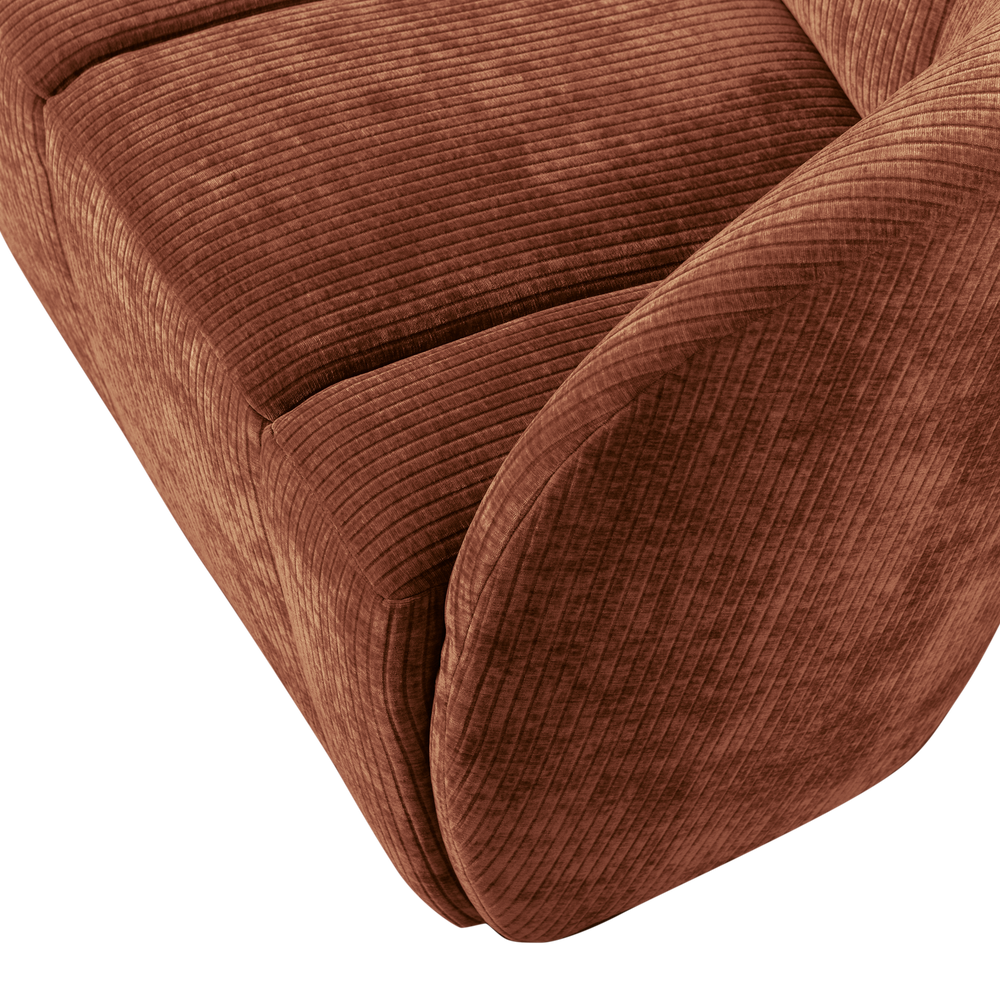 MOJO 2-ZITS BANKJE RECHTS RIBSTOF ROESTBRUIN