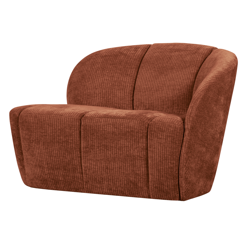 MOJO 2-ZITS BANKJE RECHTS RIBSTOF ROESTBRUIN