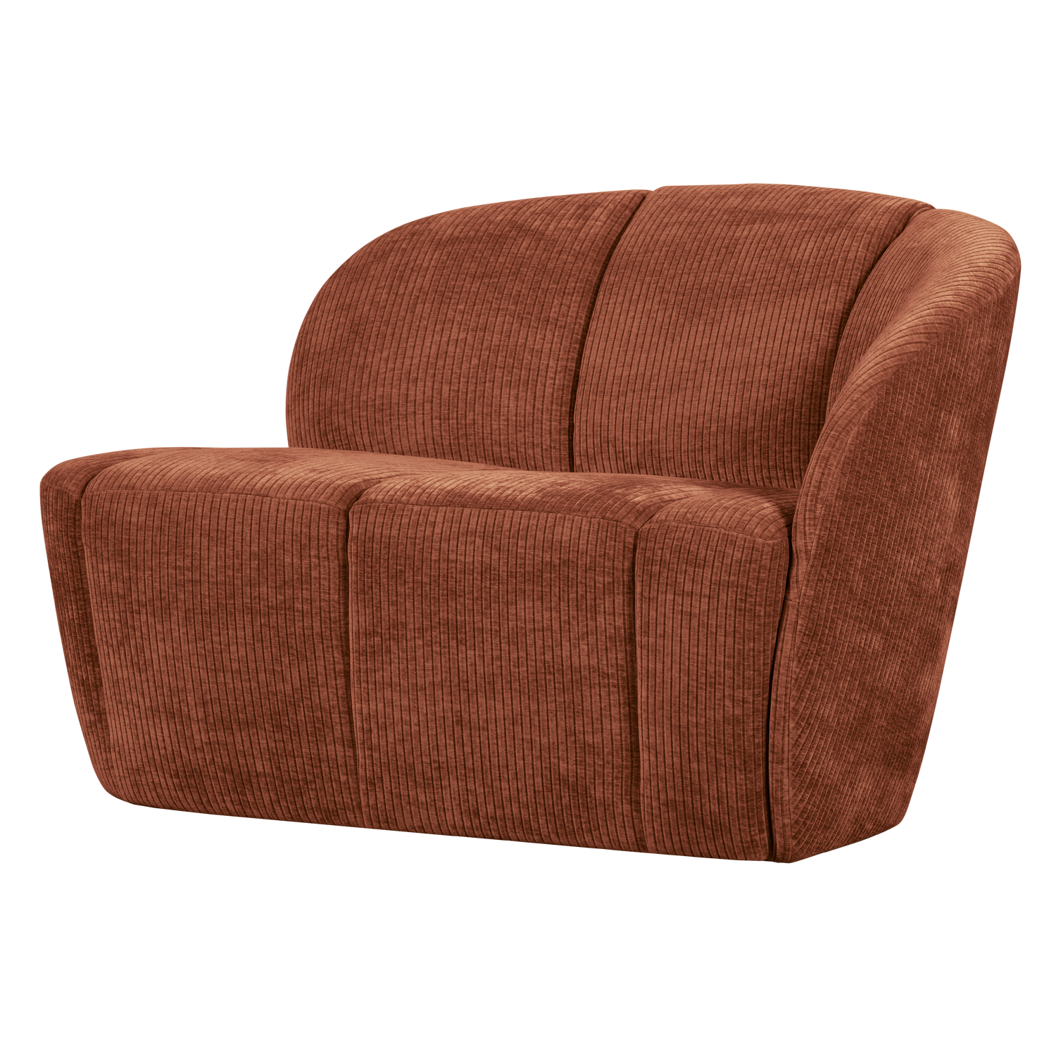 MOJO 2-ZITS BANKJE RECHTS RIBSTOF ROESTBRUIN