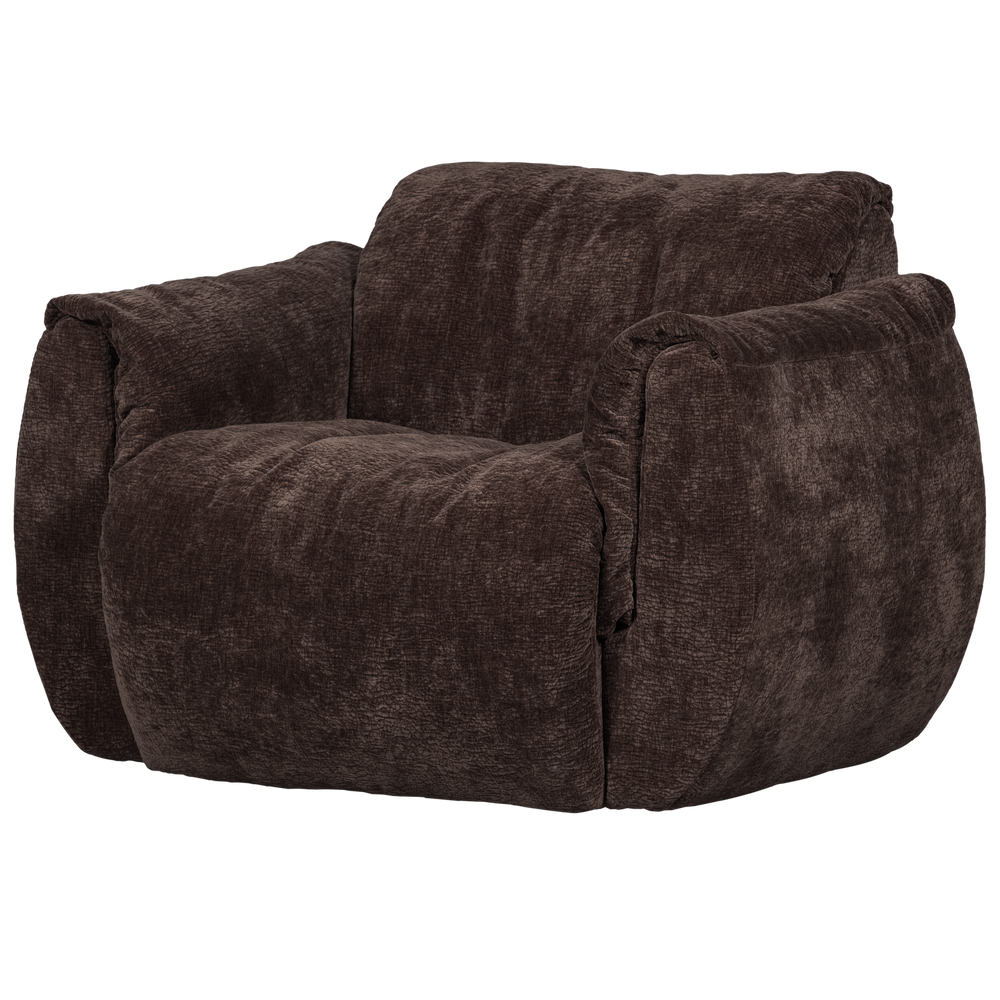 BAGGY DRAAIFAUTEUIL 3D CHENILLE DONKERBRUIN