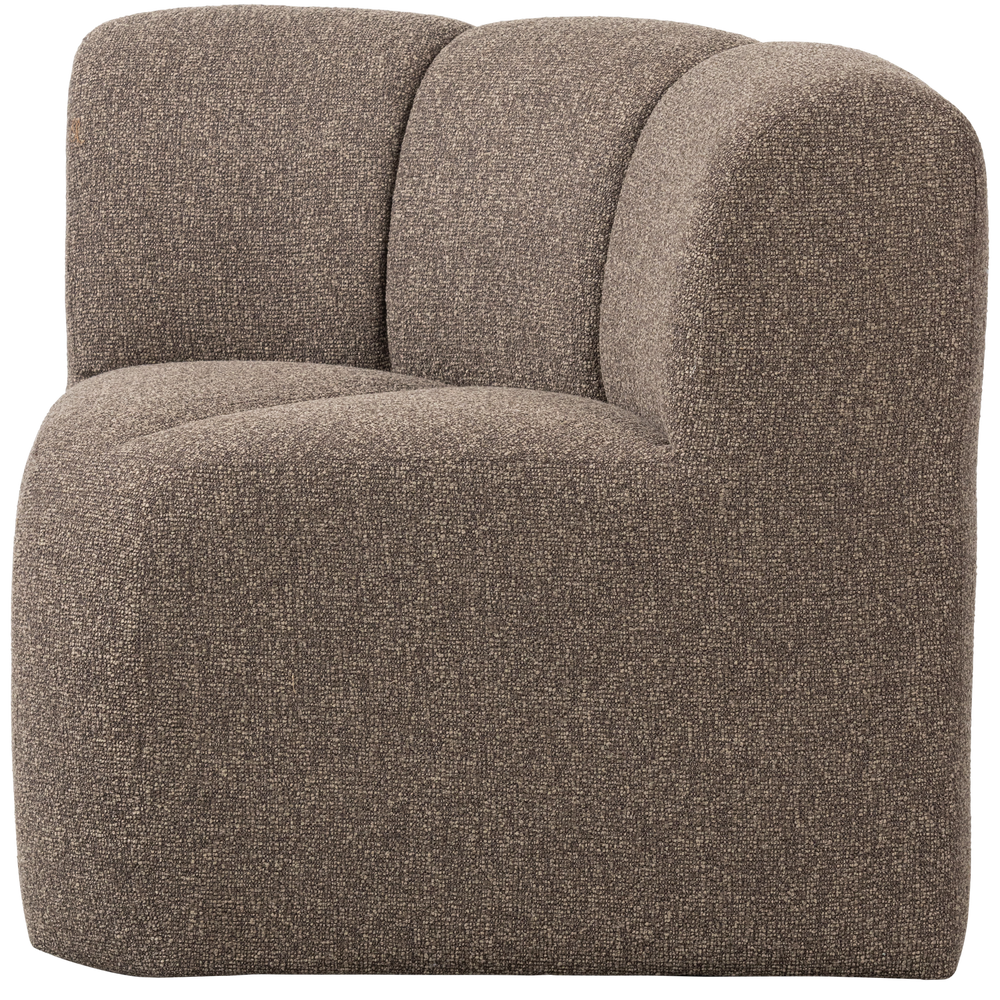 MOJO EETBANK HOEK MET RUGLEUNING BOUCLE BRUIN MELANGE