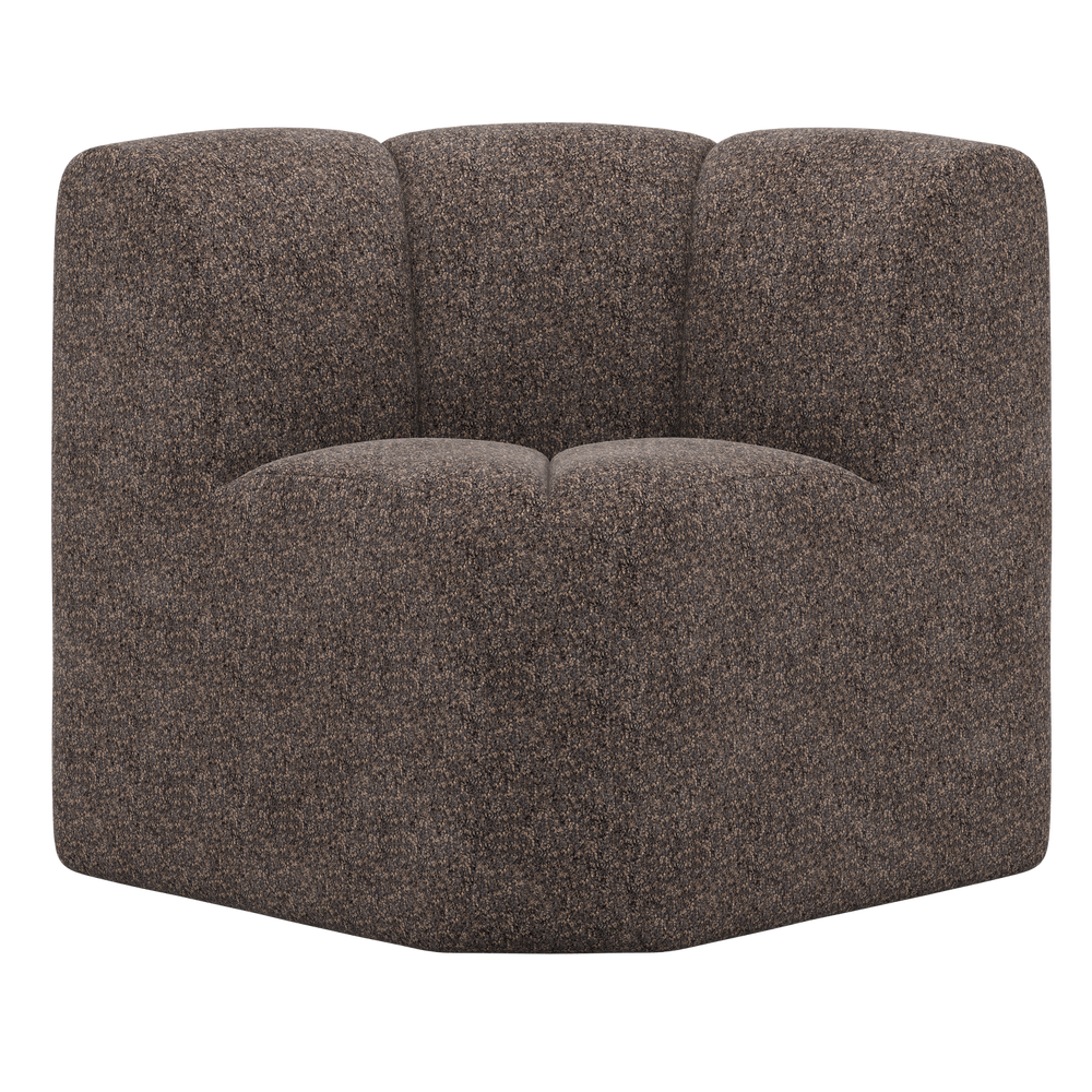 MOJO EETBANK HOEK MET RUGLEUNING WOLLIG BRUIN