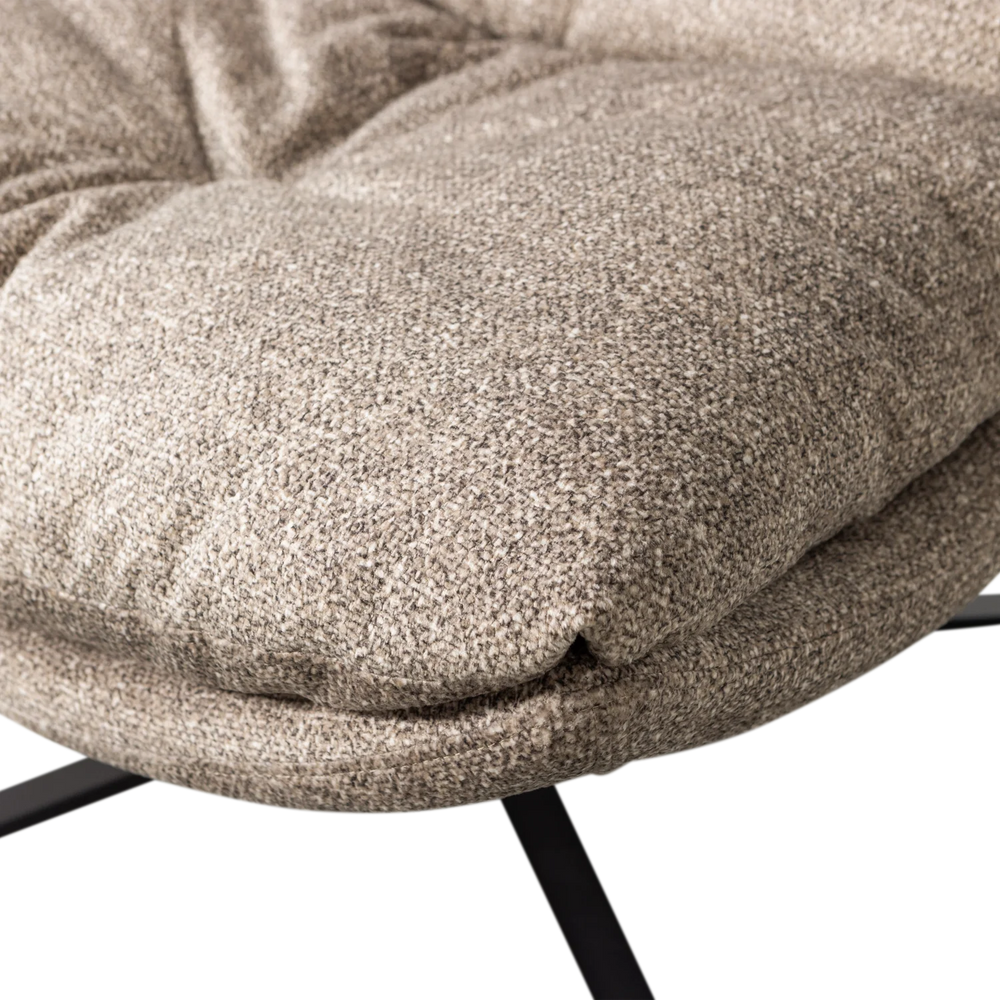 WOOOD - Arve draaifauteuil bedrukte stof naturel