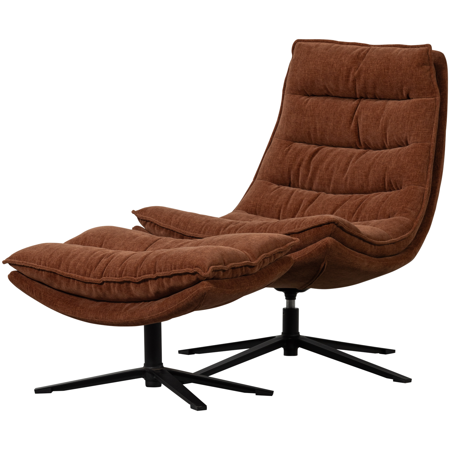 KUBE DRAAIFAUTEUIL MET HOCKER BRUIN