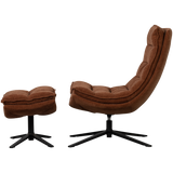 KUBE DRAAIFAUTEUIL MET HOCKER BRUIN