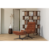 KUBE DRAAIFAUTEUIL MET HOCKER BRUIN