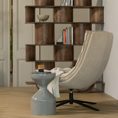 KUBE DRAAIFAUTEUIL MET HOCKER NATUREL