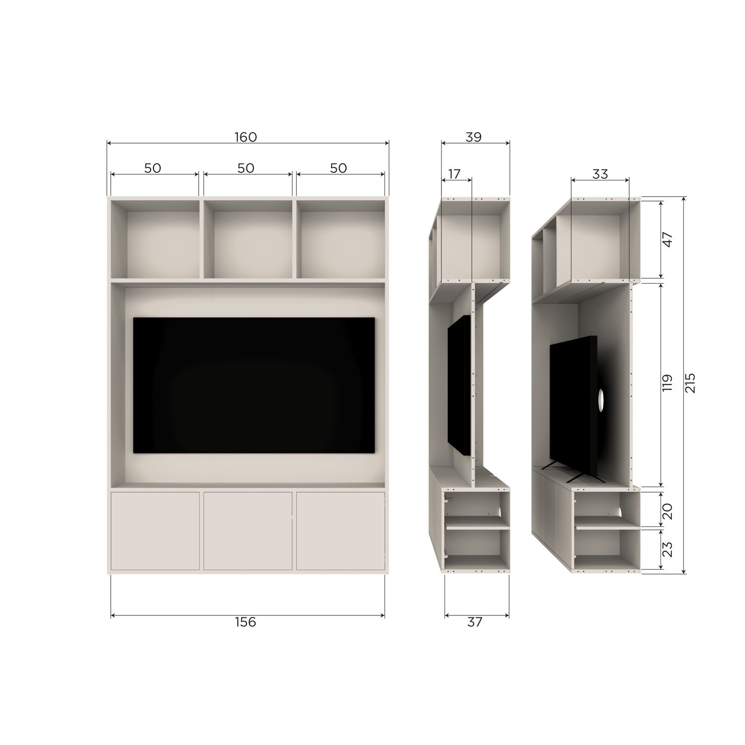 MEGGY TV OPBERGKAST 160 CM GRENEN DUST [fsc]