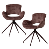 ELIVA EETKAMERSTOEL STRUCTURE VELVET PAARS - SET VAN 2