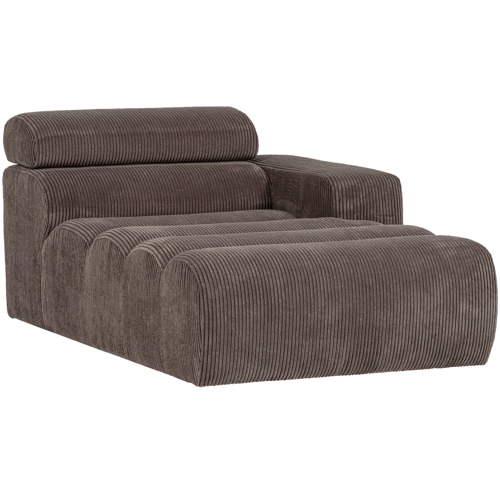 NOVI CHAISE LONGUE ELEMENT ARM RECHTS RIBSTOF GRIJSBRUIN