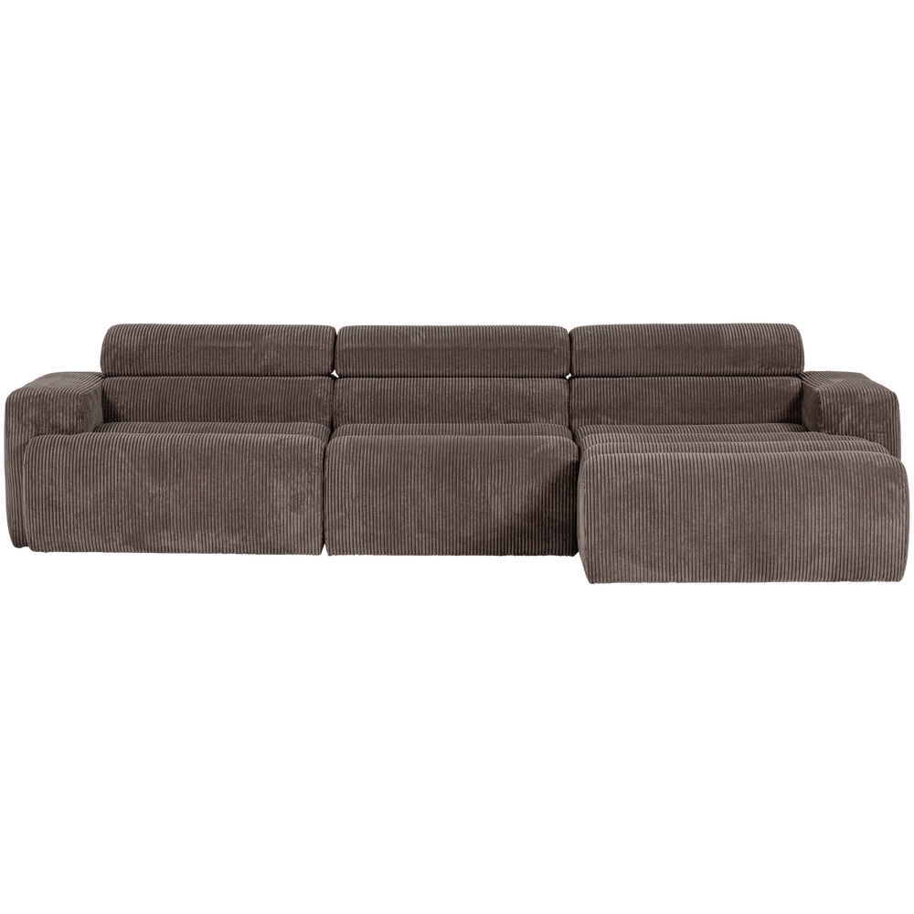 NOVI CHAISE LONGUE BANK RECHTS RIBSTOF GRIJSBRUIN