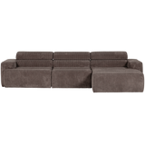 NOVI CHAISE LONGUE BANK RECHTS RIBSTOF GRIJSBRUIN