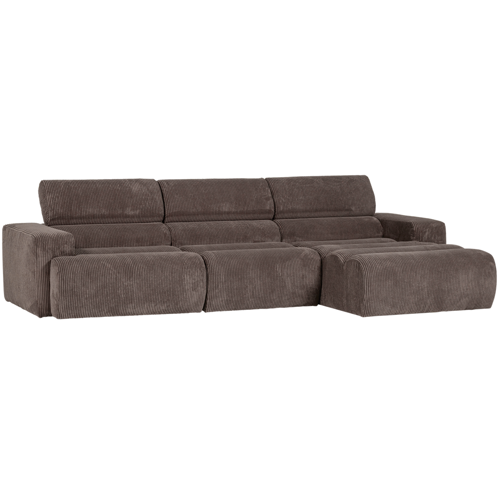 NOVI CHAISE LONGUE BANK RECHTS RIBSTOF GRIJSBRUIN
