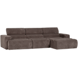 NOVI CHAISE LONGUE BANK RECHTS RIBSTOF GRIJSBRUIN