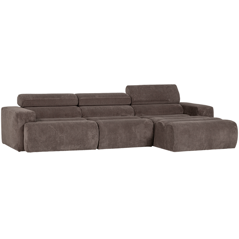 NOVI CHAISE LONGUE BANK RECHTS RIBSTOF GRIJSBRUIN