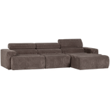 NOVI CHAISE LONGUE BANK RECHTS RIBSTOF GRIJSBRUIN